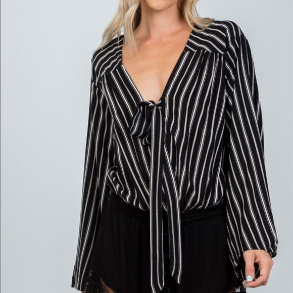 Black/cream stripe bodysuit - Picture 2 of 8